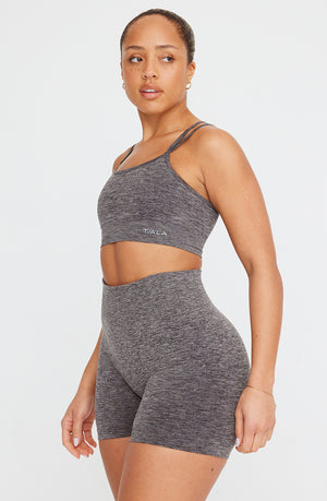 SCULPT SEAMLESS STRAPPY SPORTS BRA - CHARCOAL MARL