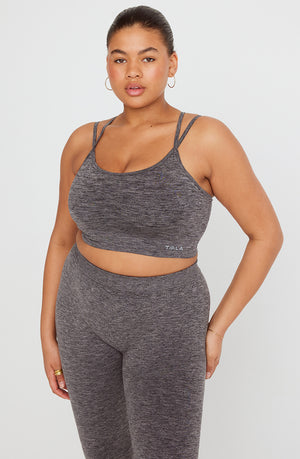 SCULPT SEAMLESS STRAPPY SPORTS BRA - CHARCOAL MARL