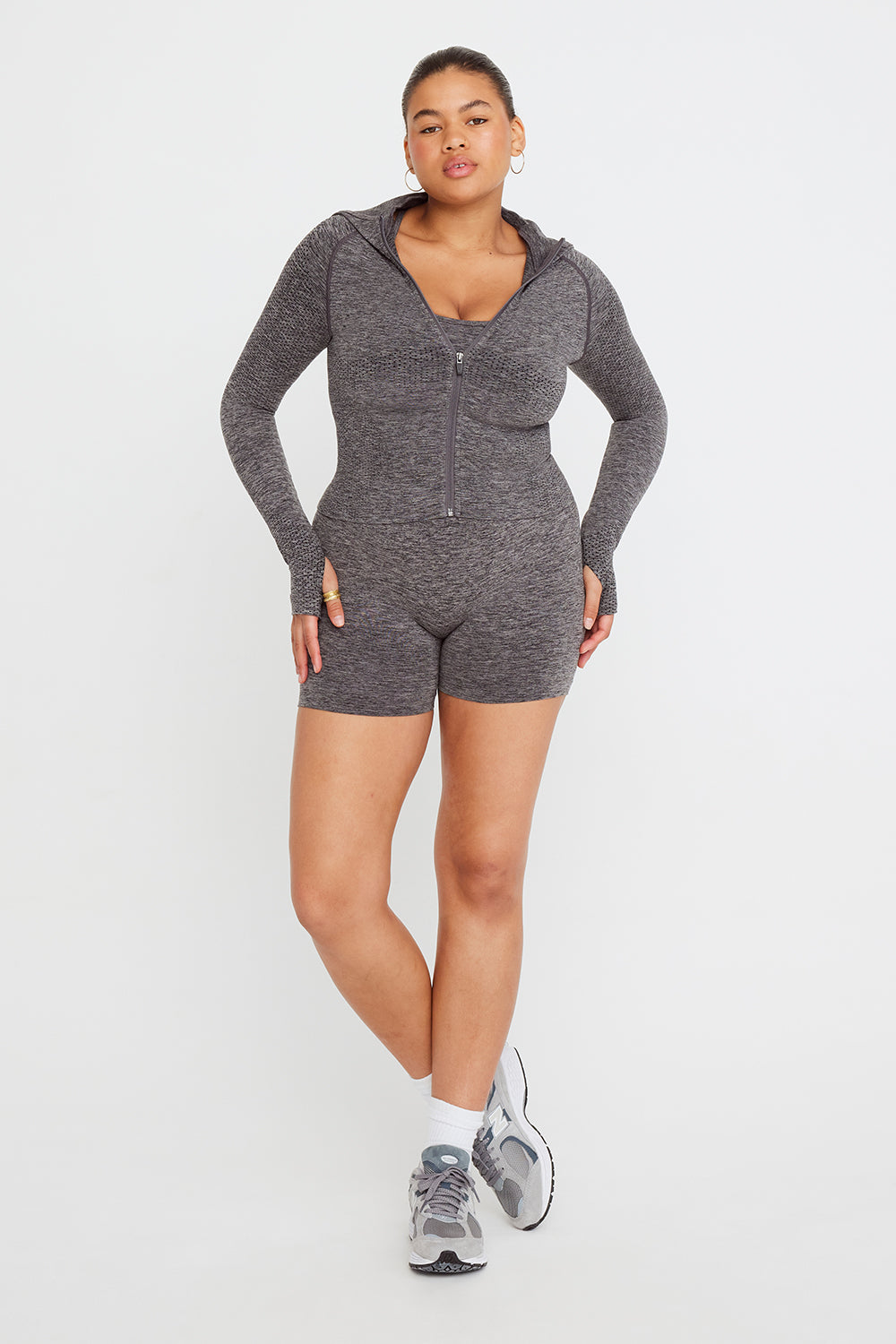 Petite Grey Marl Brushed Jersey Strappy Short Romper