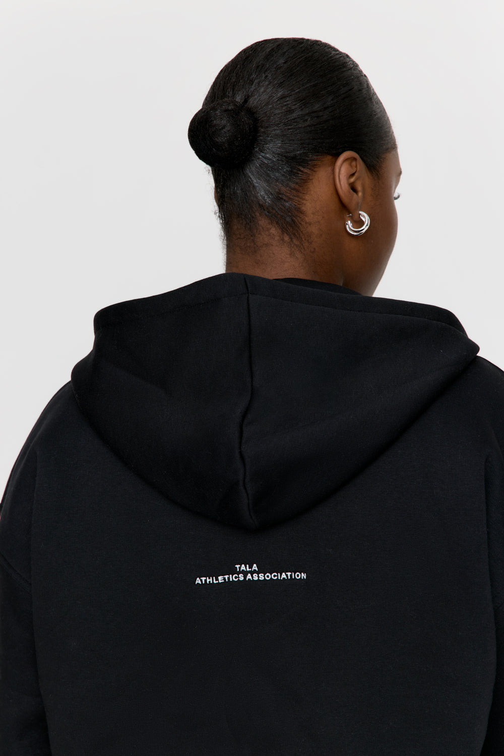 OVERSIZED ZIP THROUGH LOGO HOODIE - BLACK