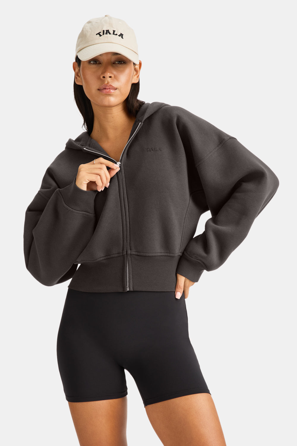 Cocoon Zip Through Hoodie - Americano