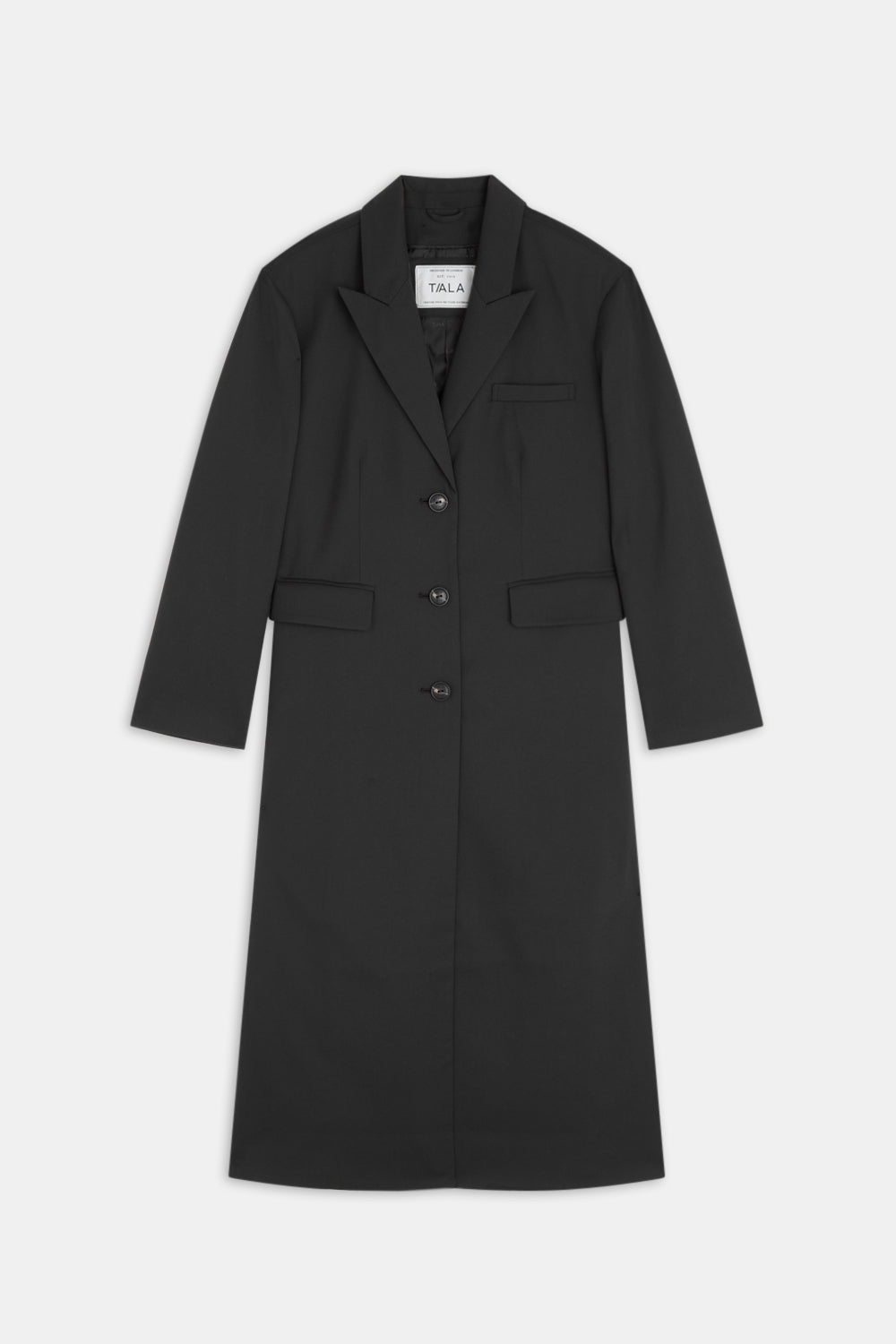 LONGLINE BLAZER COAT - BLACK