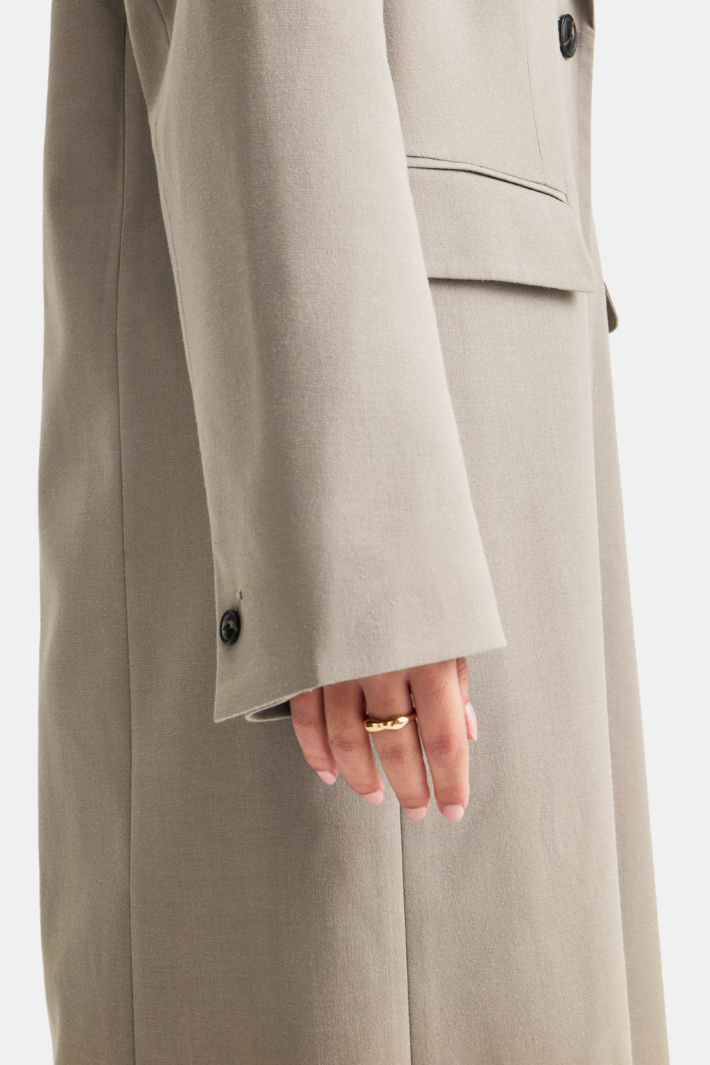 LONGLINE BLAZER COAT - SOFT KHAKI