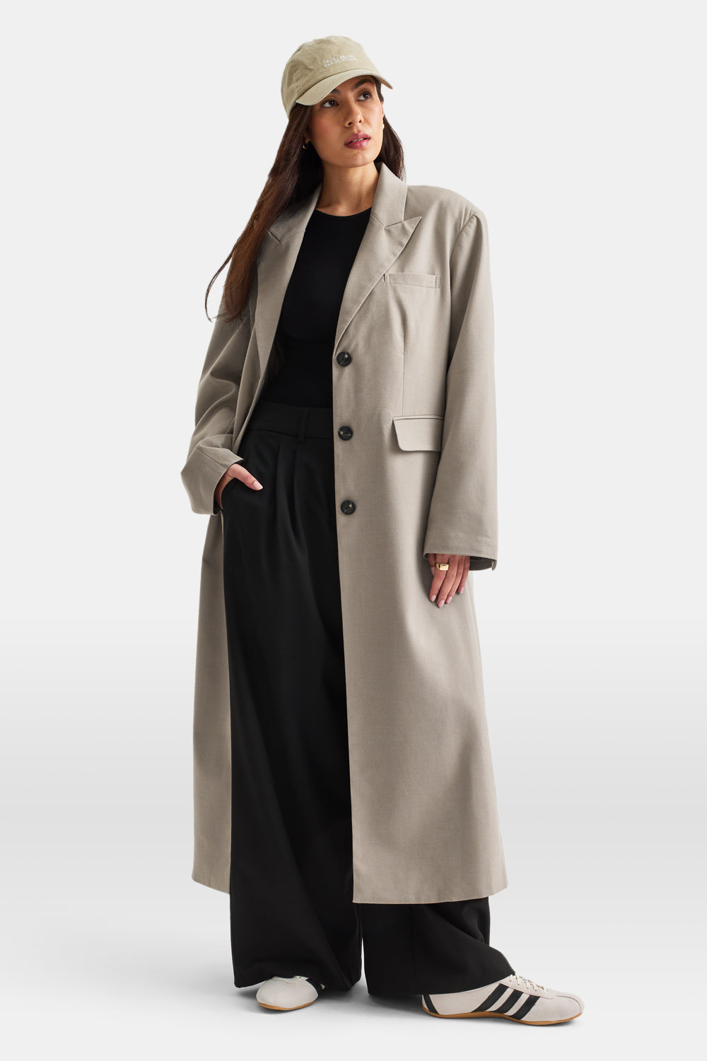 LONGLINE BLAZER COAT - SOFT KHAKI