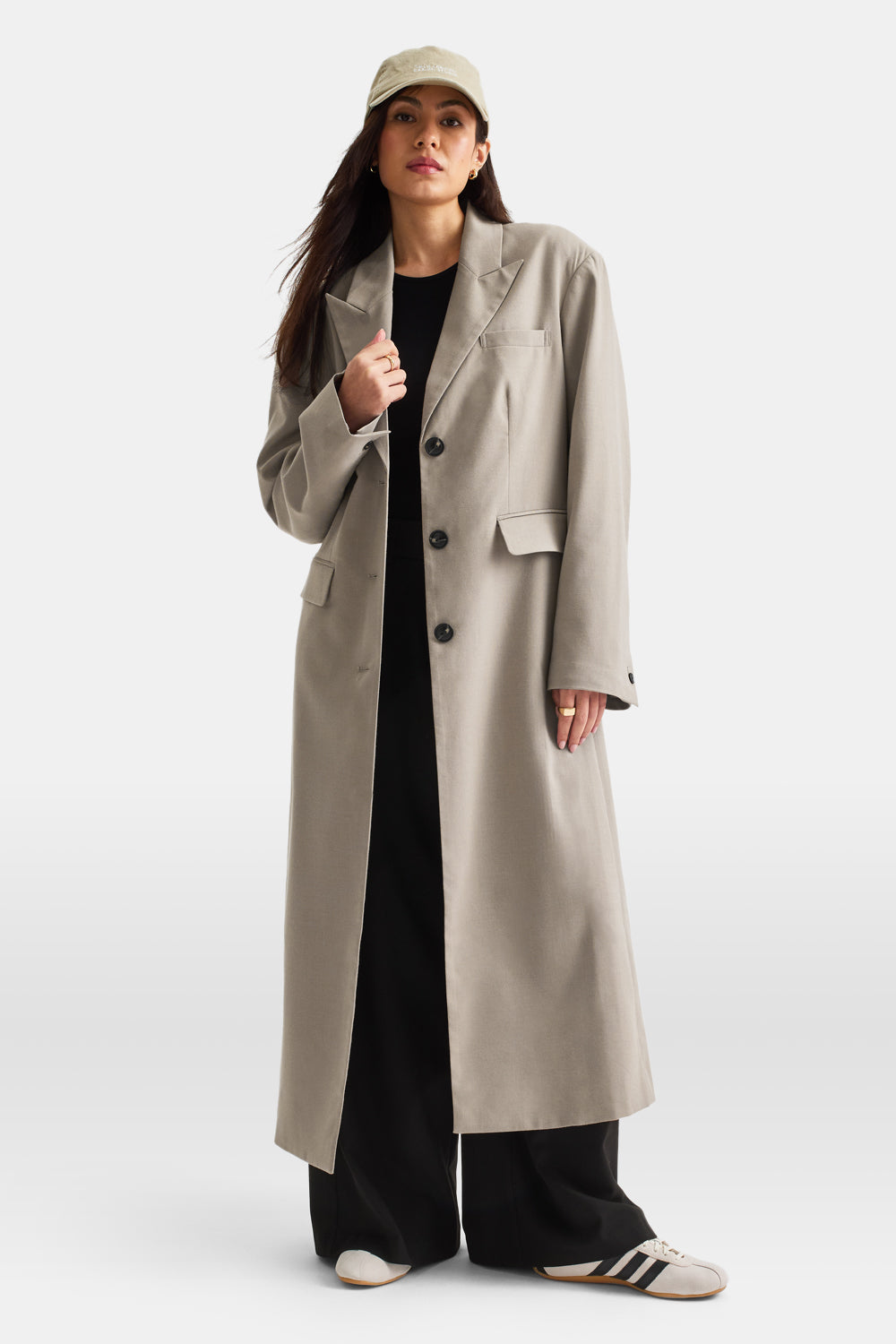 LONGLINE BLAZER COAT - SOFT KHAKI