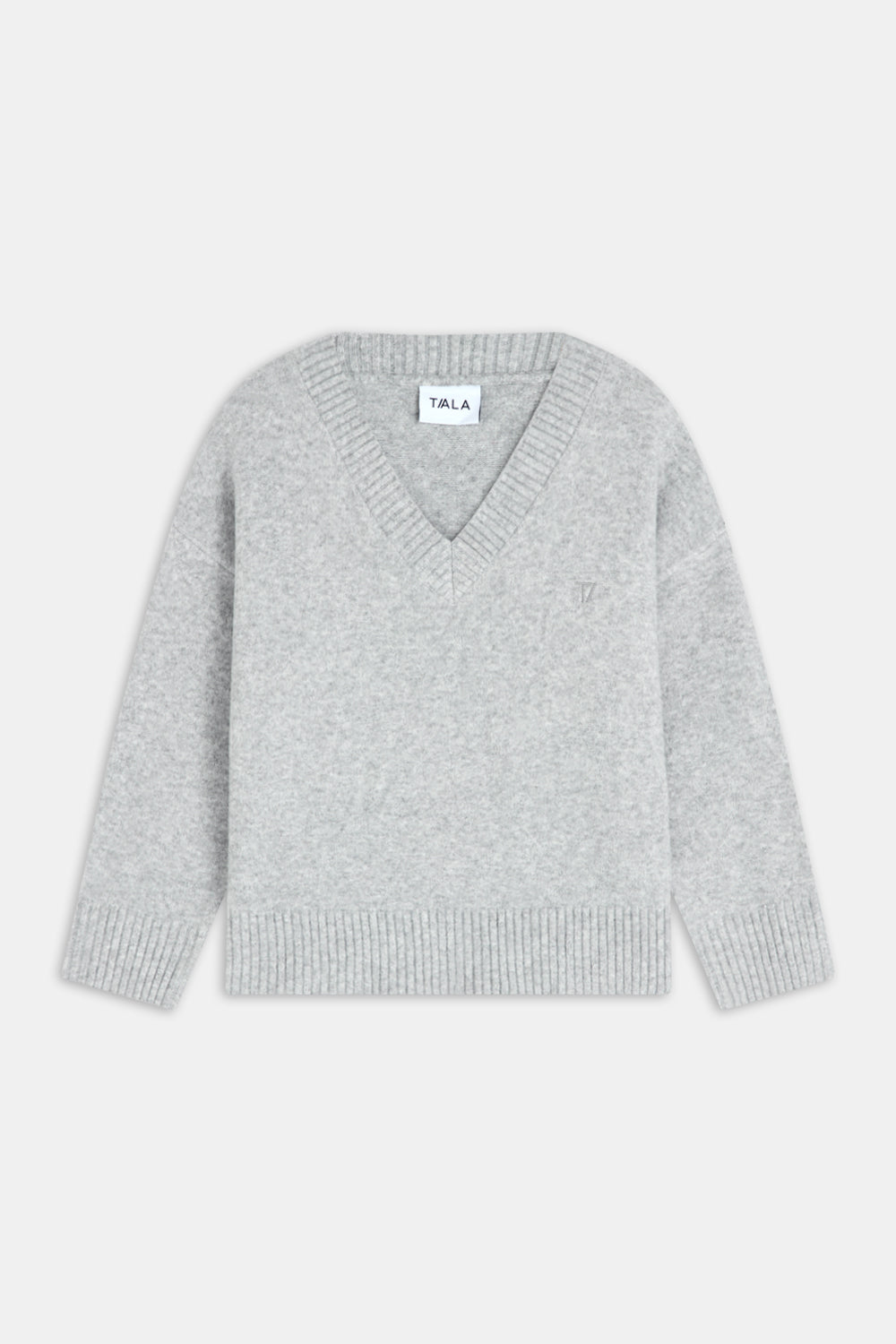 V NECK JUMPER - GREY MARL