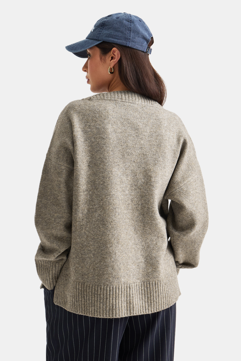 V NECK JUMPER - OAT MARL