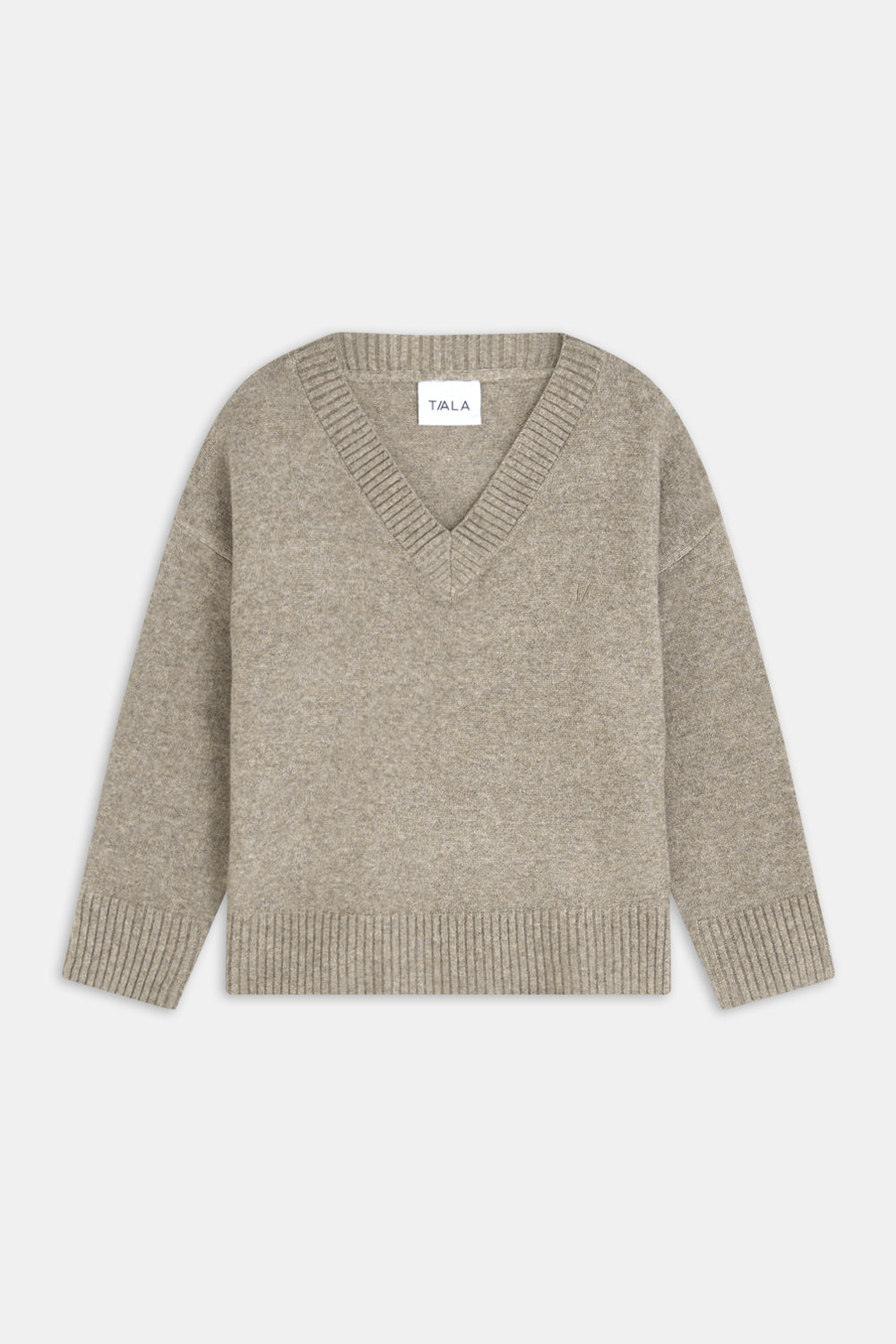 V NECK JUMPER - OAT MARL