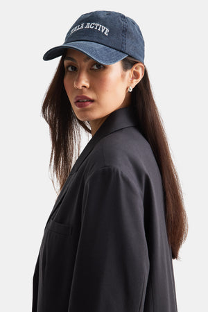 TALA ACTIVE EMBROIDERED CAP - WASHED DENIM