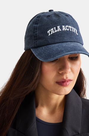 TALA ACTIVE EMBROIDERED CAP - WASHED DENIM