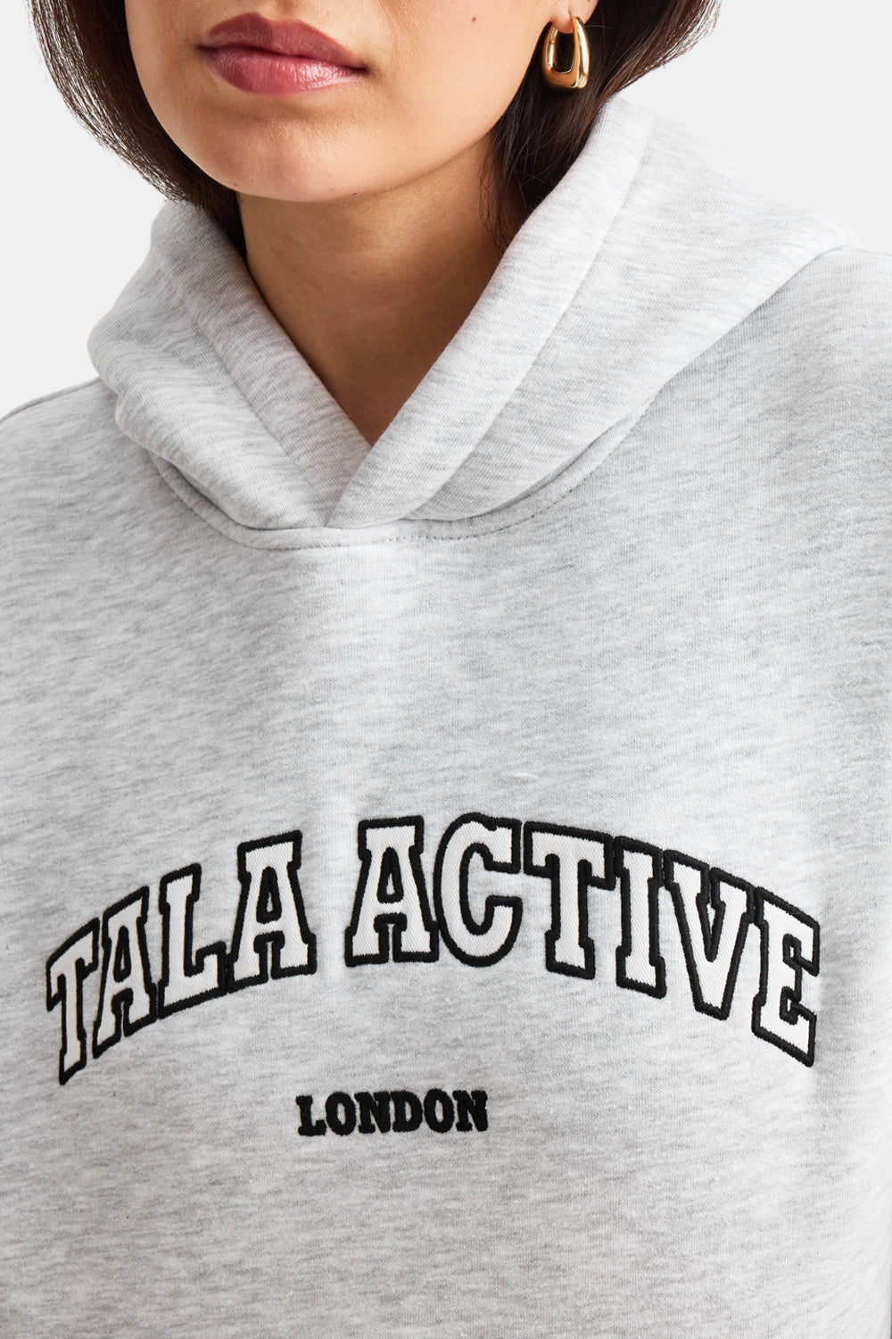 TALA ACTIVE APPLIQUE HOODIE - GREY MARL