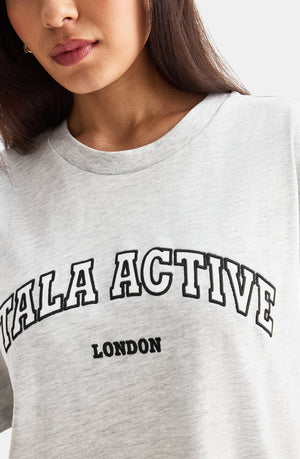 TALA ACTIVE APPLIQUE TEE - GREY MARL