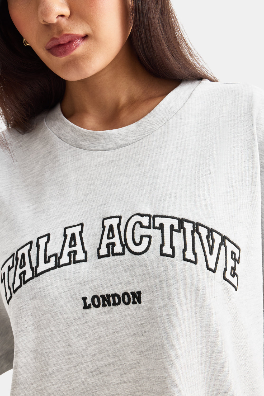 TALA ACTIVE APPLIQUE TEE - GREY MARL