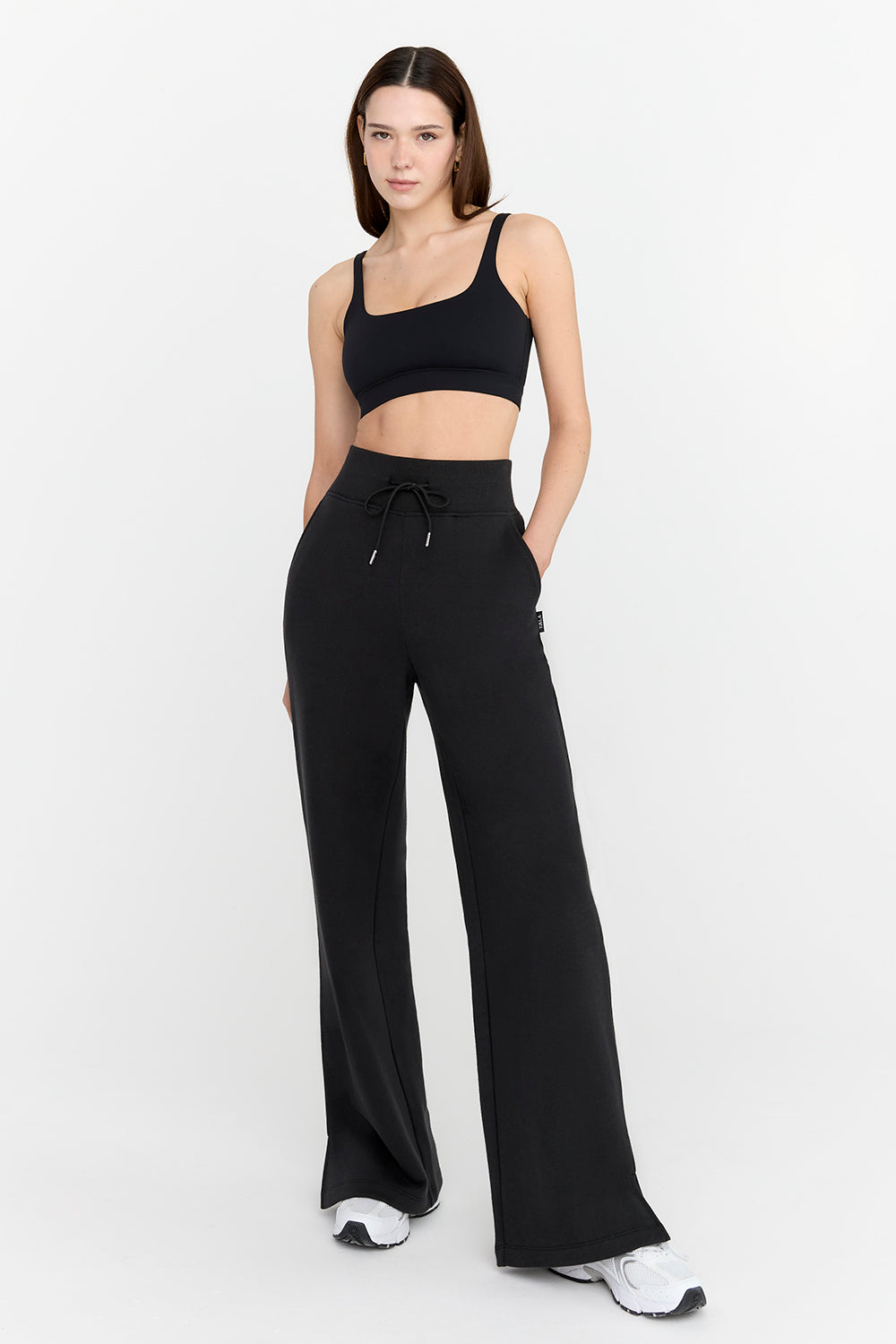 Unbranded Women Slit Flared Palazzo Trousers Wide Leg High India