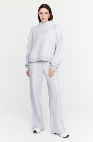 EVERYDAY LOOSE HEM MOCK NECK SWEATSHIRT - GREY MARL