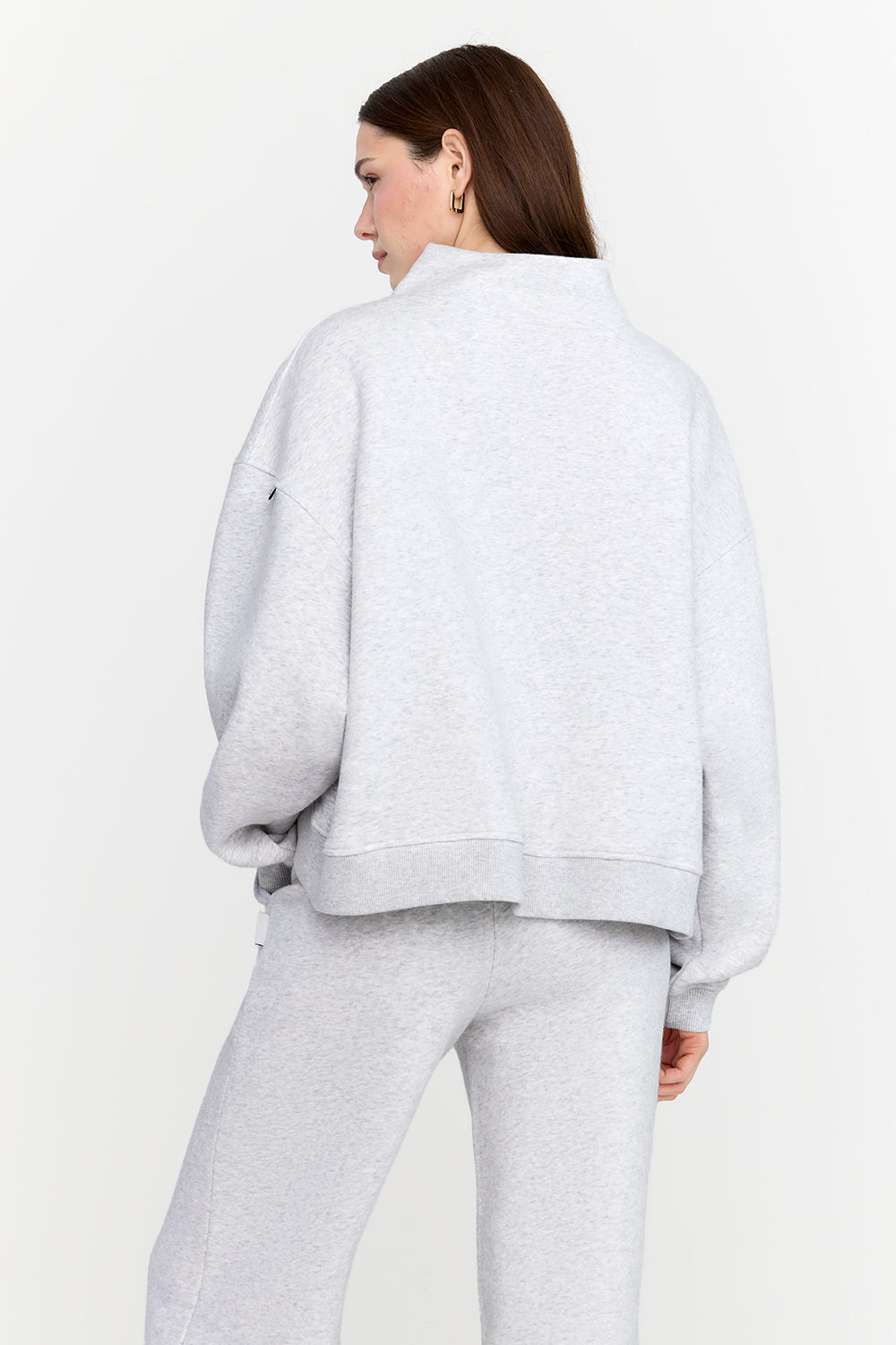 EVERYDAY LOOSE HEM MOCK NECK SWEATSHIRT - GREY MARL