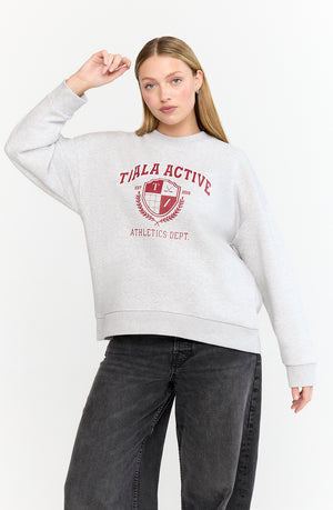 TALA ACTIVE ATHLETICS DEPT LOOSE HEM SWEATSHIRT- GREY MARL