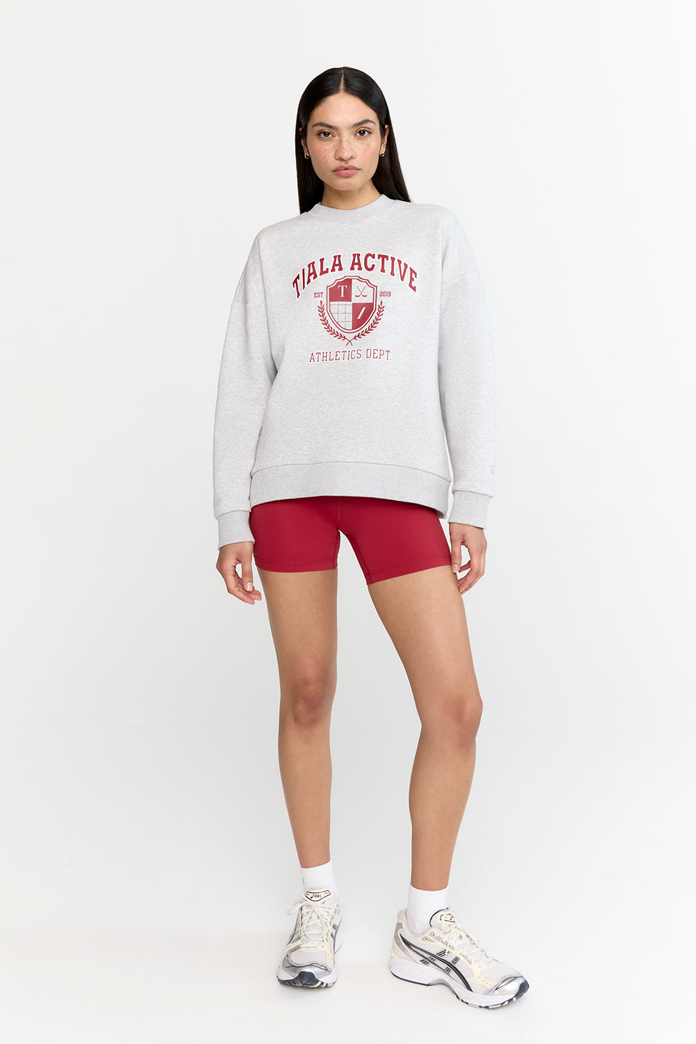 TALA ACTIVE ATHLETICS DEPT LOOSE HEM SWEATSHIRT- GREY MARL