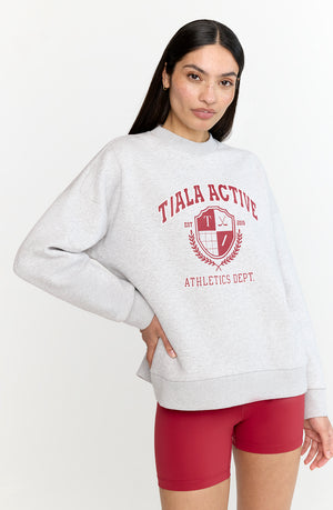 TALA ACTIVE ATHLETICS DEPT LOOSE HEM SWEATSHIRT- GREY MARL