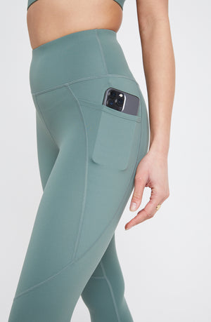 SKINLUXE HIGH WAISTED SIDE POCKET LEGGING - LEAF GREEN