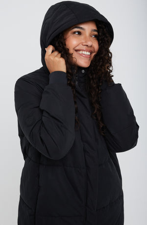 POLAR LONG LINE PUFFER COAT - BLACK