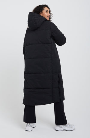 POLAR LONG LINE PUFFER COAT - BLACK