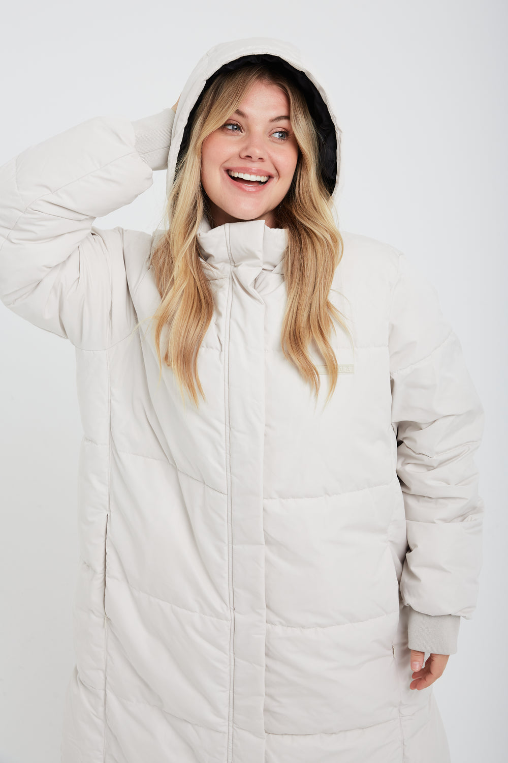 POLAR LONG LINE PUFFER COAT - OAT MILK