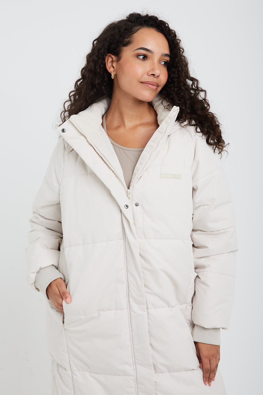 POLAR LONG LINE PUFFER COAT - OAT MILK