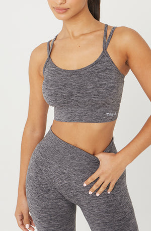 SCULPT SEAMLESS STRAPPY SPORTS BRA - CHARCOAL MARL