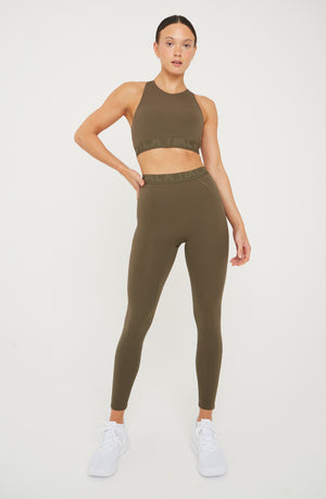 FORMTECH SIDE POCKET RUNNING LEGGING- KHAKI