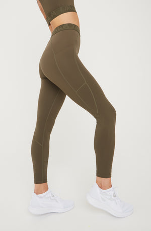 FORMTECH SIDE POCKET RUNNING LEGGING- KHAKI