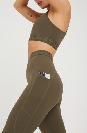 FORMTECH SIDE POCKET RUNNING LEGGING- KHAKI