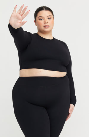 DAYFLEX OPEN BACK LONG SLEEVE TOP - SHADOW BLACK