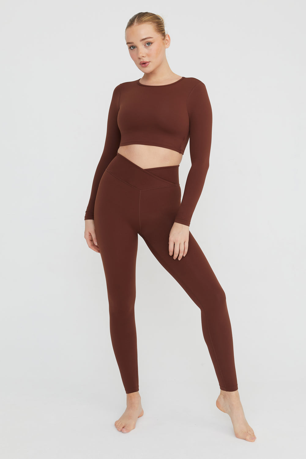 DAYFLEX OPEN BACK LONG SLEEVE TOP - WALNUT