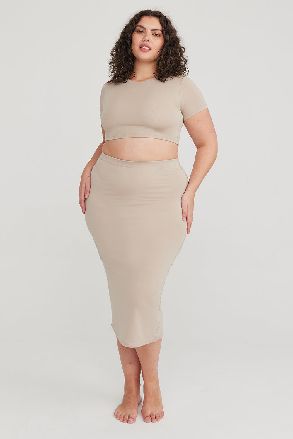 365 BODYCON MIDI SKIRT - SAND