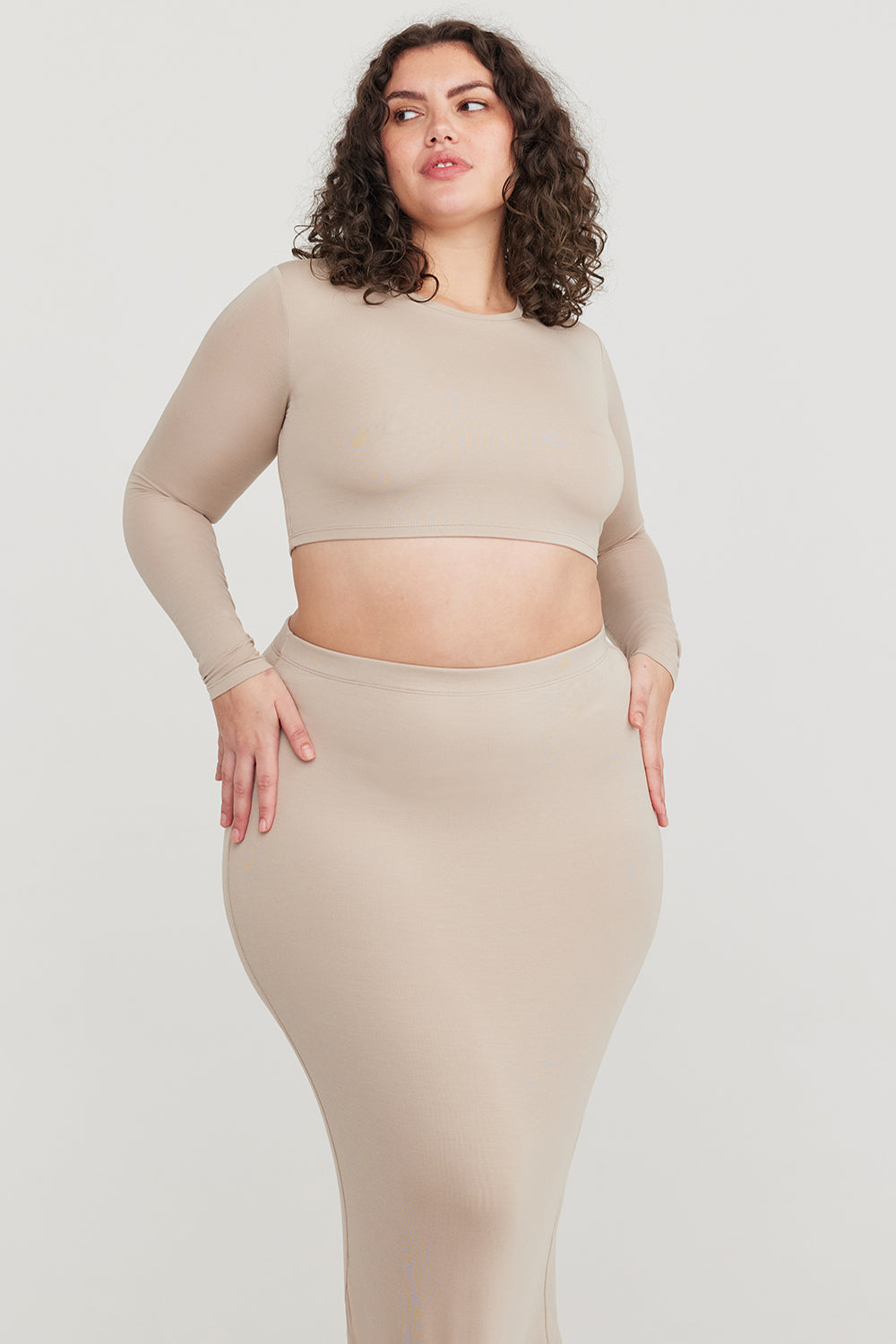 365 LONG SLEEVE CROP TOP - SAND