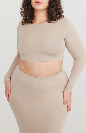 365 LONG SLEEVE CROP TOP - SAND