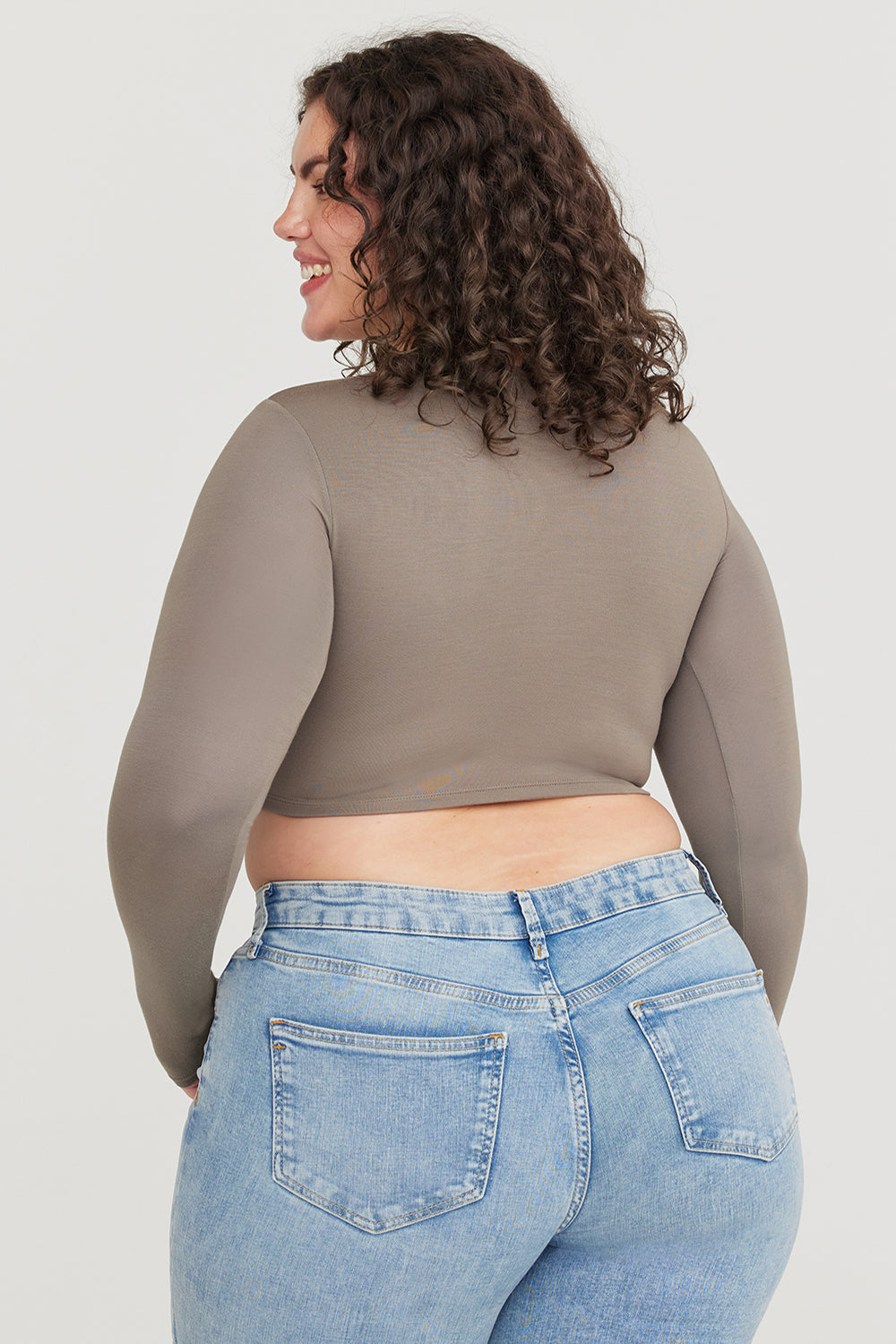 365 LONG SLEEVE CROP TOP - VINTAGE KHAKI