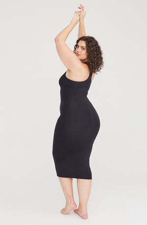 365 RACERBACK BODYCON MIDI DRESS - SHADOW BLACK