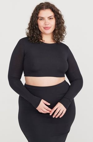 365 LONG SLEEVE CROP TOP - SHADOW BLACK