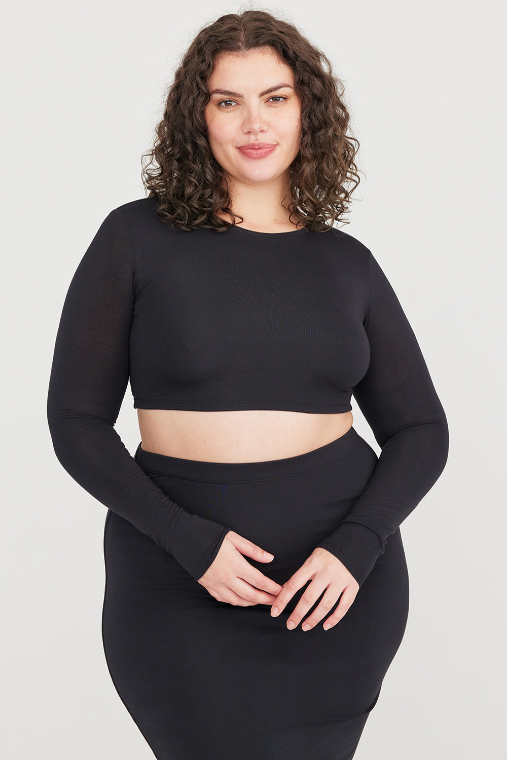 365 LONG SLEEVE CROP TOP - SHADOW BLACK