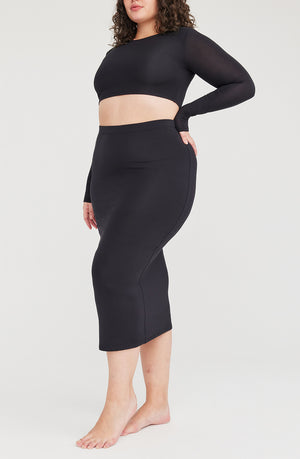 365 BODYCON MIDI SKIRT - SHADOW BLACK