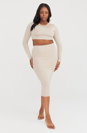 365 BODYCON MIDI SKIRT - SAND