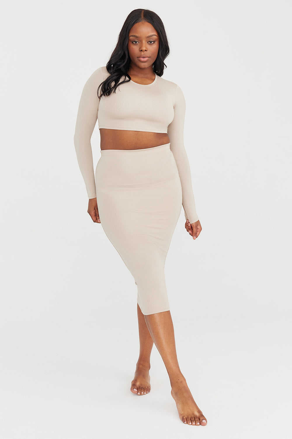 365 LONG SLEEVE CROP TOP - SAND