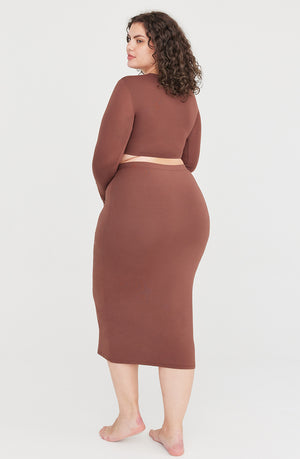 365 BODYCON MIDI SKIRT - CHOCOLATE