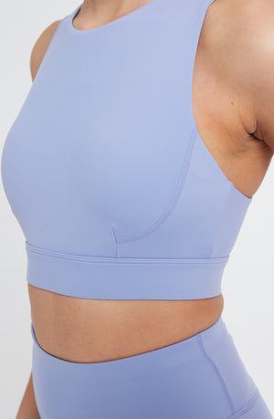 SKINLUXE OPEN BACK SPORTS BRA - CORNFLOWER BLUE