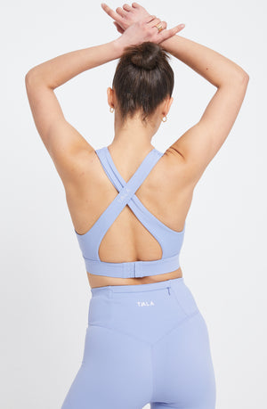 SKINLUXE OPEN BACK SPORTS BRA - CORNFLOWER BLUE