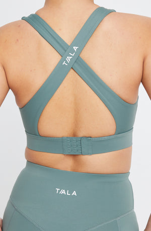 SKINLUXE OPEN BACK SPORTS BRA - LEAF GREEN