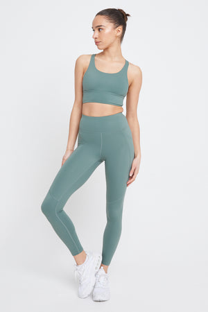 TALA Skinluxe medium support sports bra in sage green exclusive to