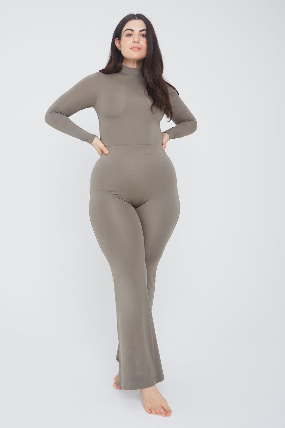 365 MOCK NECK LONG SLEEVE BODYSUIT - VINTAGE KHAKI